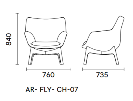 Legante Lounge with Wood Base - Dimensions